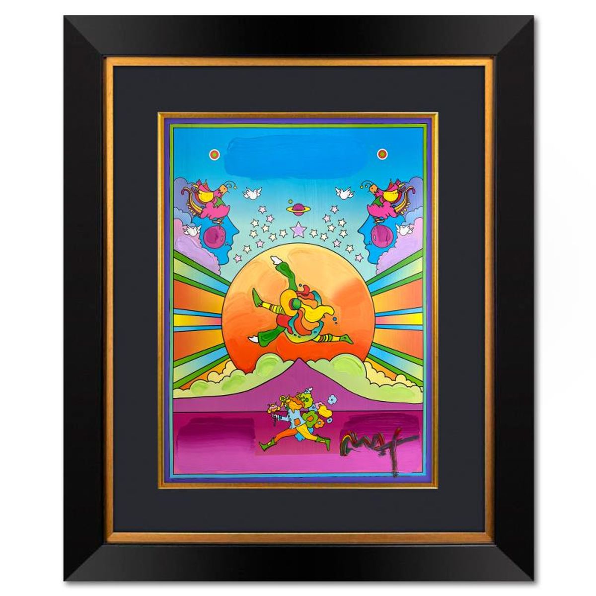 Peter Max, "The Young" Framed One-of-a-Kind Mixed Media, Hand Signed with Registration Number Certifying Authenticity.