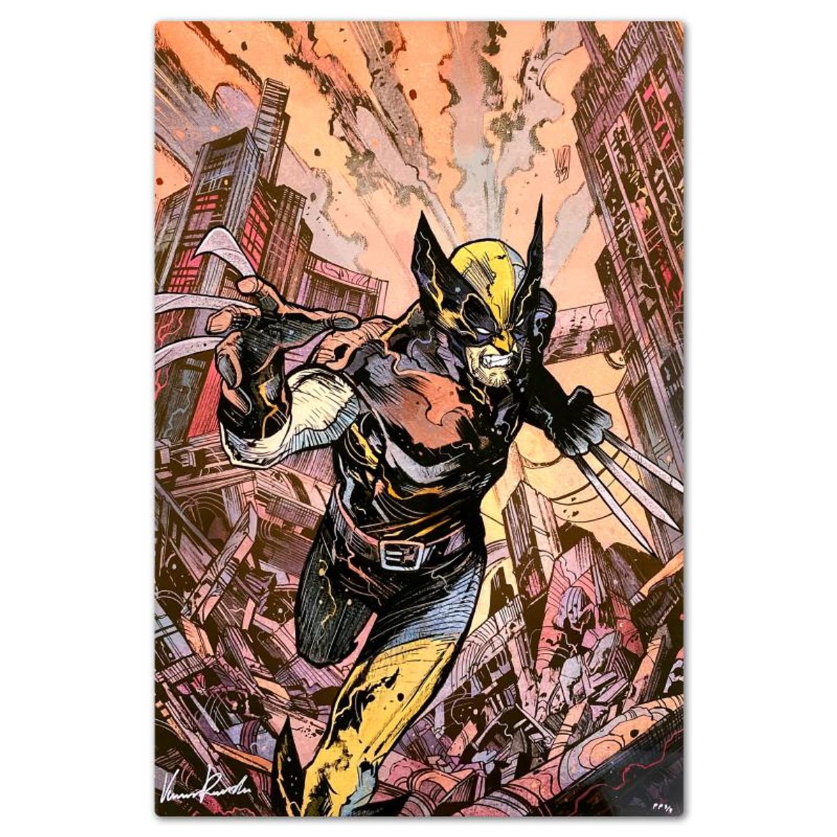 Marvel Comics & Vincenzo Riccardi, "Wolverine" Limited Edition on Aluminum, PP Numbered 3/4 and Signed with Letter of Authenticity.