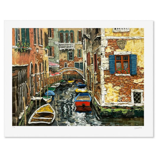 Viktor Shvaiko, "Boats of Venice (White)" Limited Edition Printer's Proof Serigraph (22.5" x 30"), Numbered and Hand Signed with Letter of Authenticity.