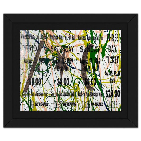 Steve Kaufman (1960-2010), "Woodstock Ticket" Framed Hand Embellished Limited Edition Silscreen, Numbered 10/50 Inverso and Hand Signed with Letter of Authenticity