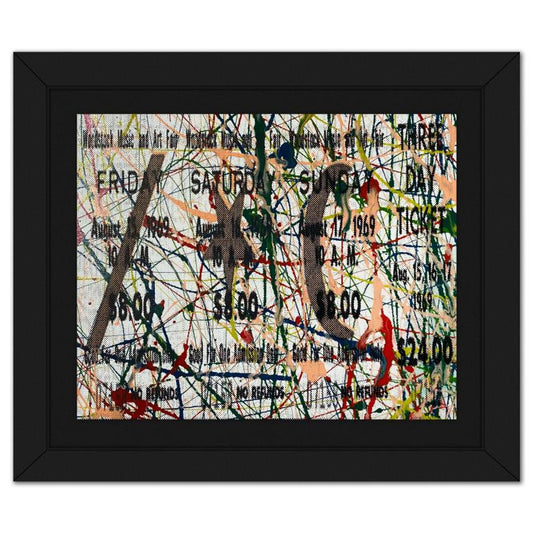 Steve Kaufman (1960-2010), "Woodstock Ticket" Framed Hand Embellished Limited Edition Silscreen, Numbered 47/50 Inverso and Hand Signed with Letter of Authenticity