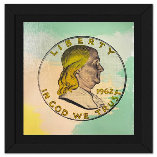 Steve Kaufman (1960-2010), "Ben Half Dollar" Framed Hand Embellished Limited Edition Silscreen, Numbered 48/50 Inverso and Hand Signed with Letter of Authenticity