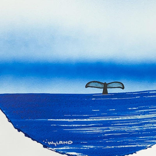 Wyland, "Fluke" Framed, Hand Signed Original Painting with Letter of Authenticity.