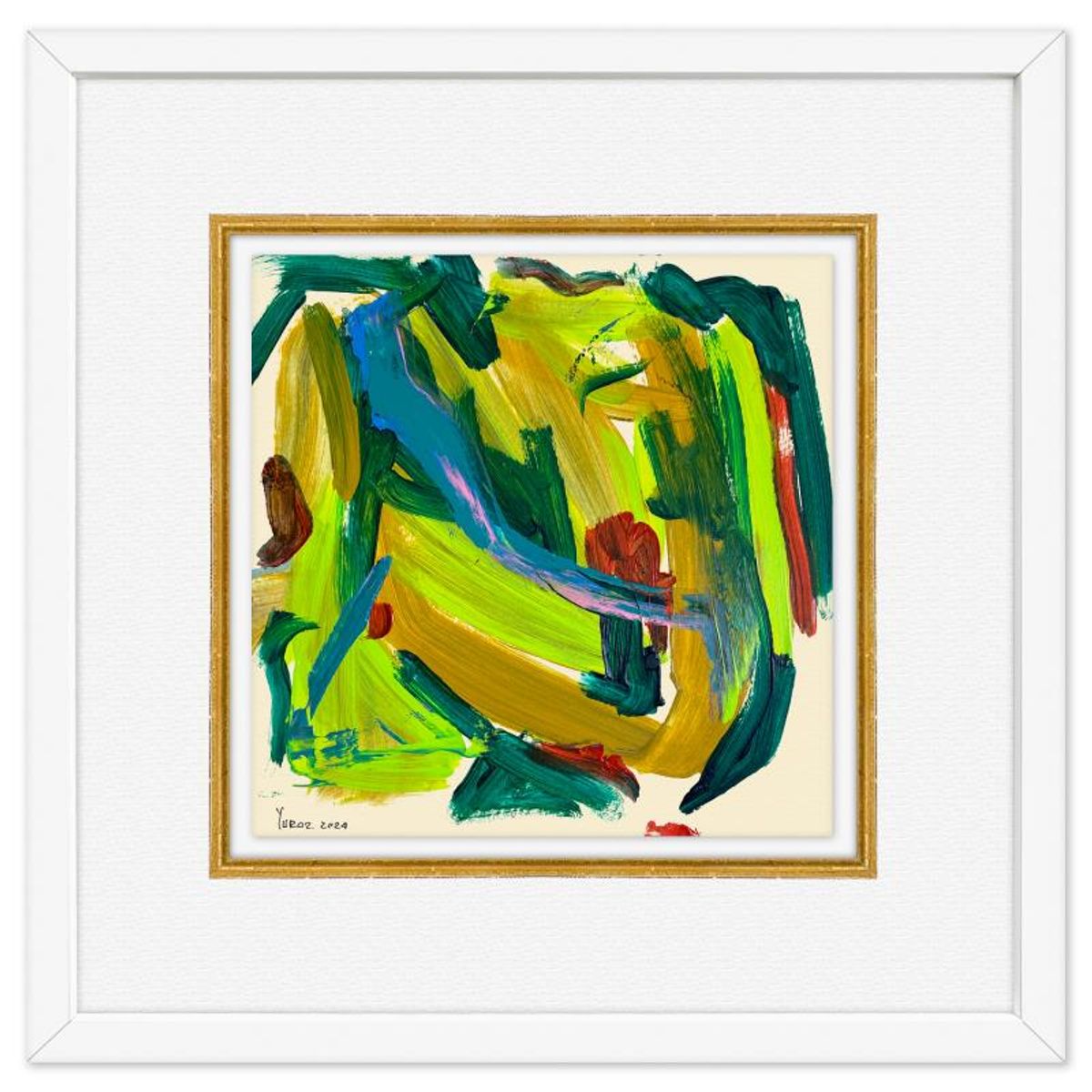 Yuroz, Framed Original Painting, Hand Signed with Letter of Authenticity.