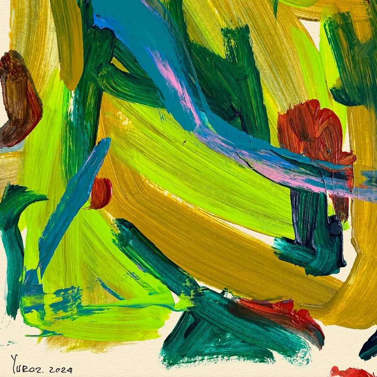 Yuroz, Framed Original Painting, Hand Signed with Letter of Authenticity.