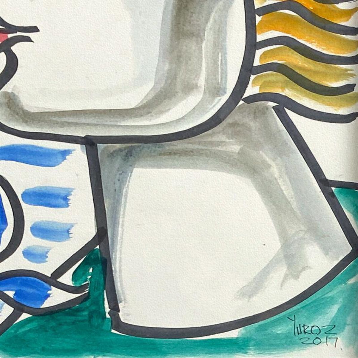 Yuroz, Framed Original Painting, Hand Signed with Letter of Authenticity.