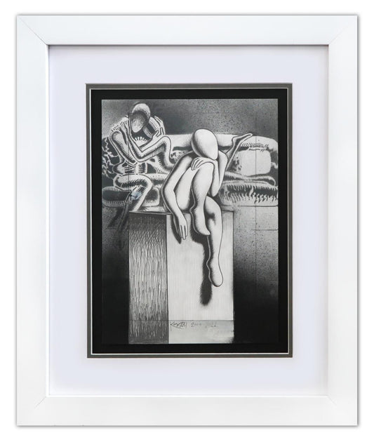 Mark Kostabi- Original Drawing on Paper "On The Edge of Desire"