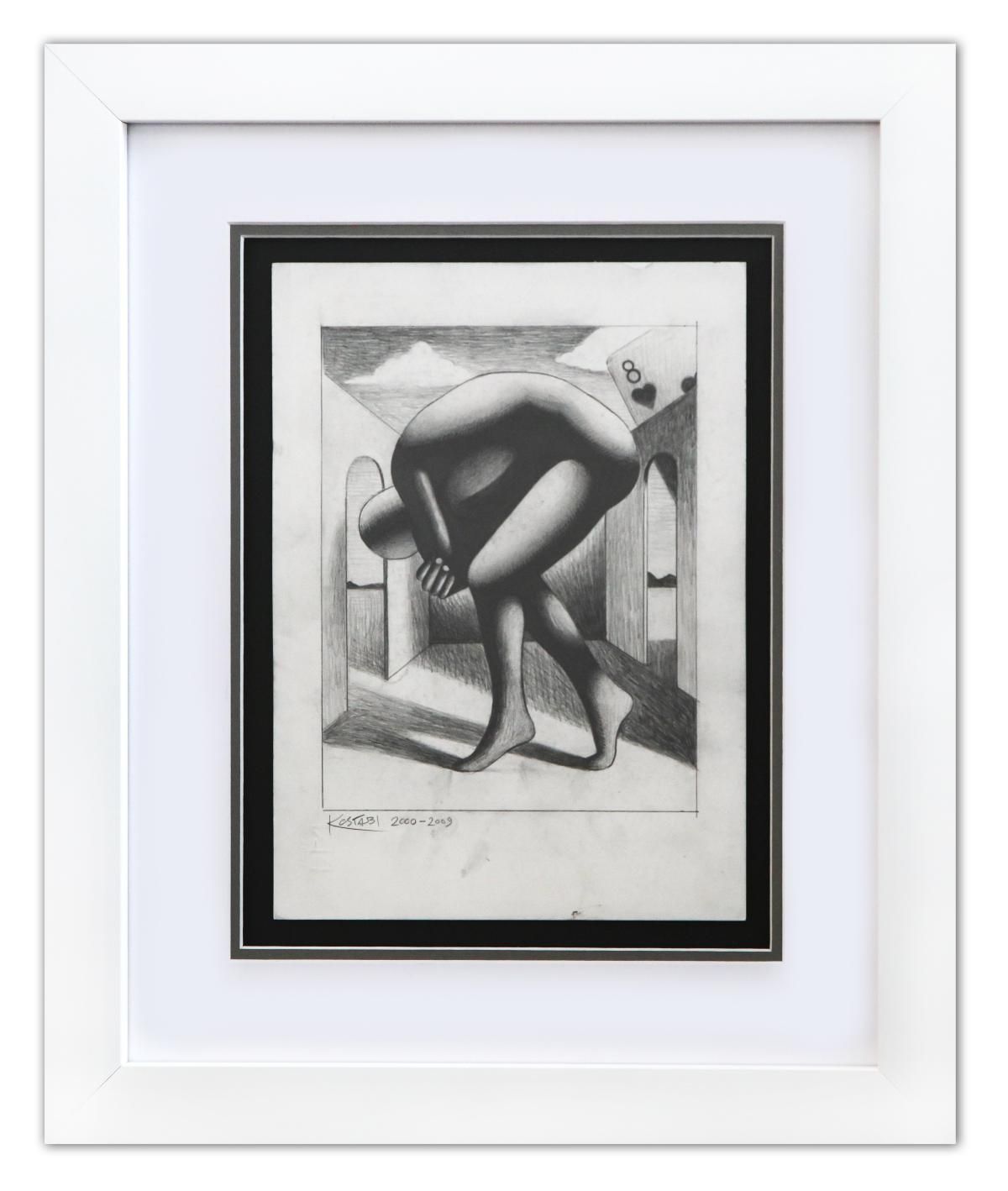 Mark Kostabi- Original Drawing on Paper "The Hidden Heart"
