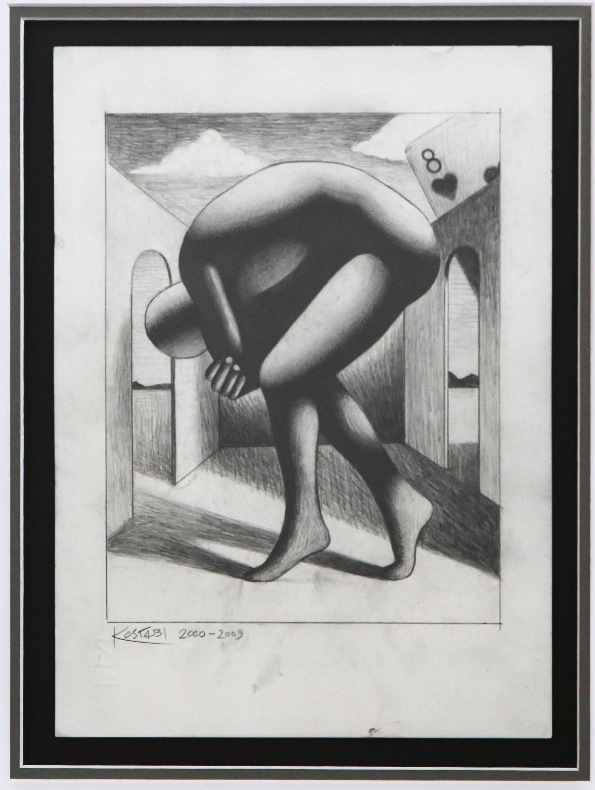 Mark Kostabi- Original Drawing on Paper "The Hidden Heart"