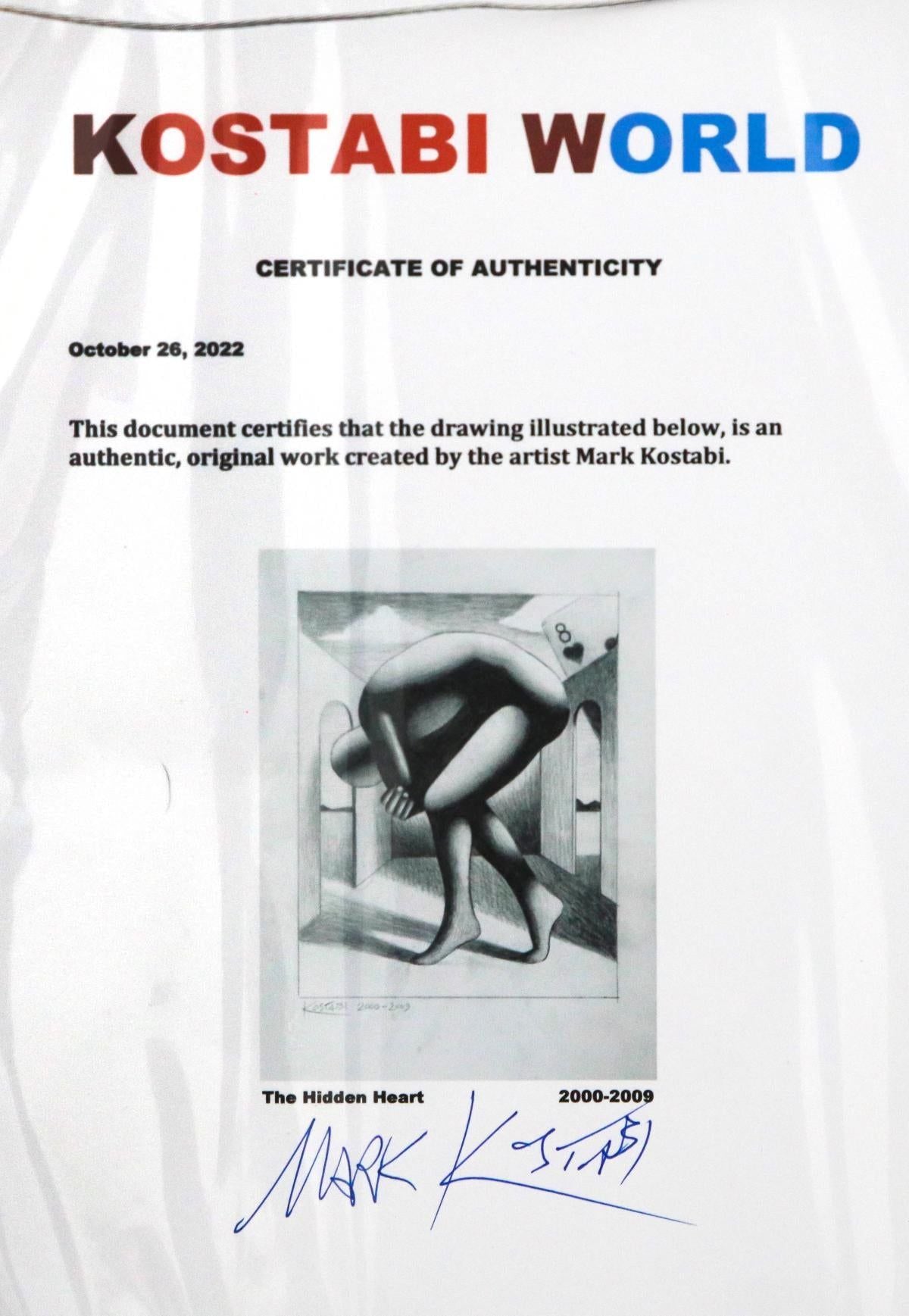 Mark Kostabi- Original Drawing on Paper "The Hidden Heart"