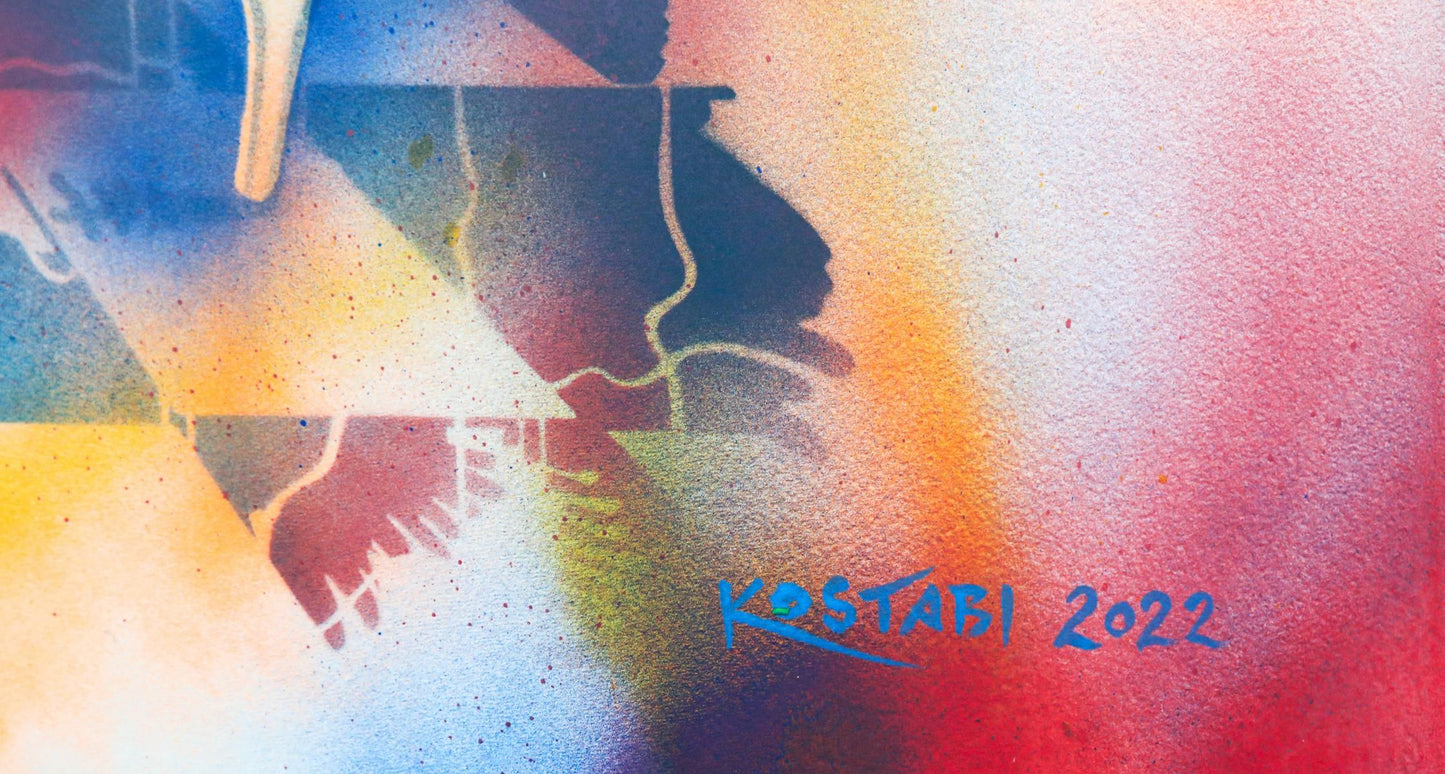 Mark Kostabi- Original Mixed Media on Paper "Between the Silence"