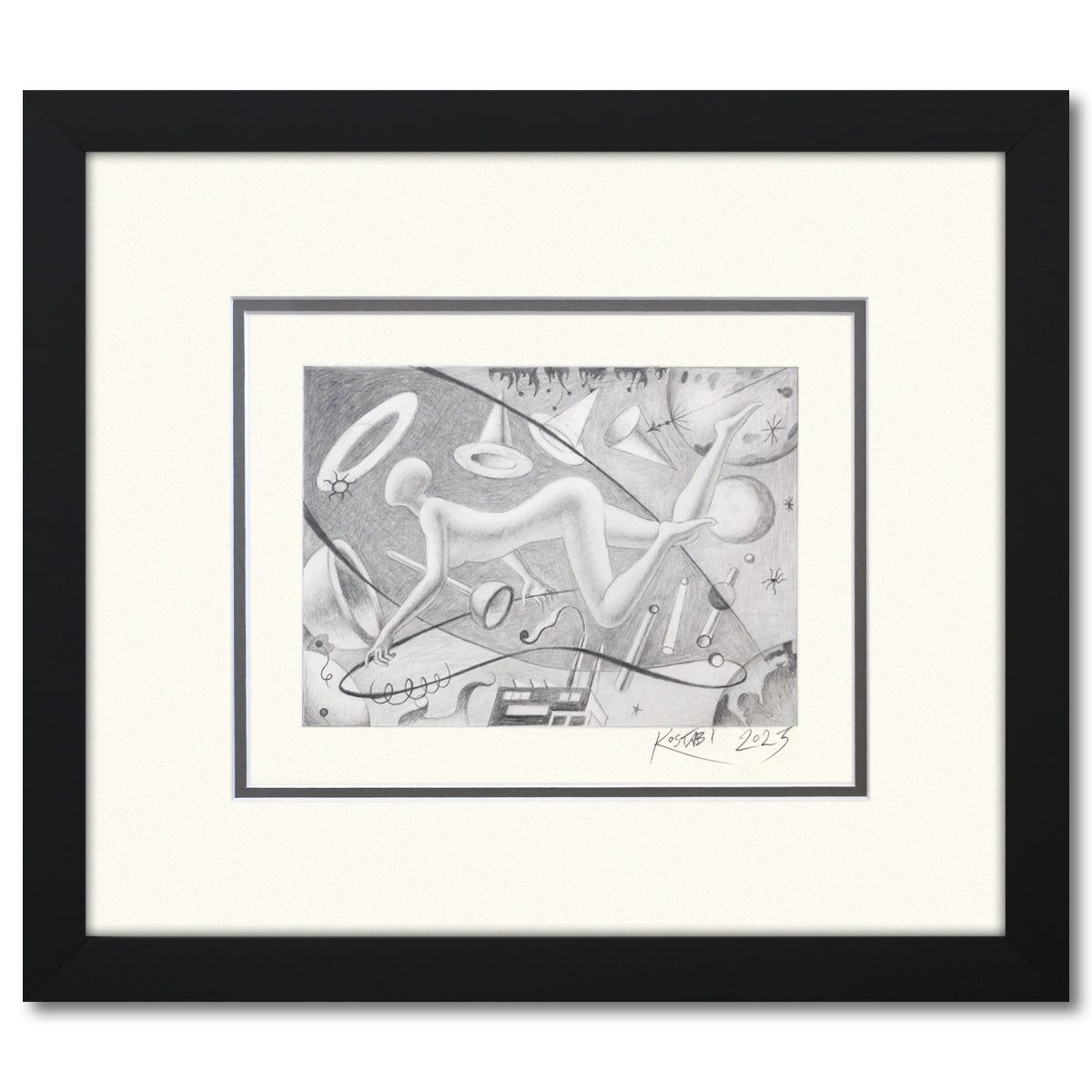 Mark Kostabi- Original Drawing on Paper "Navigating The Infinite"