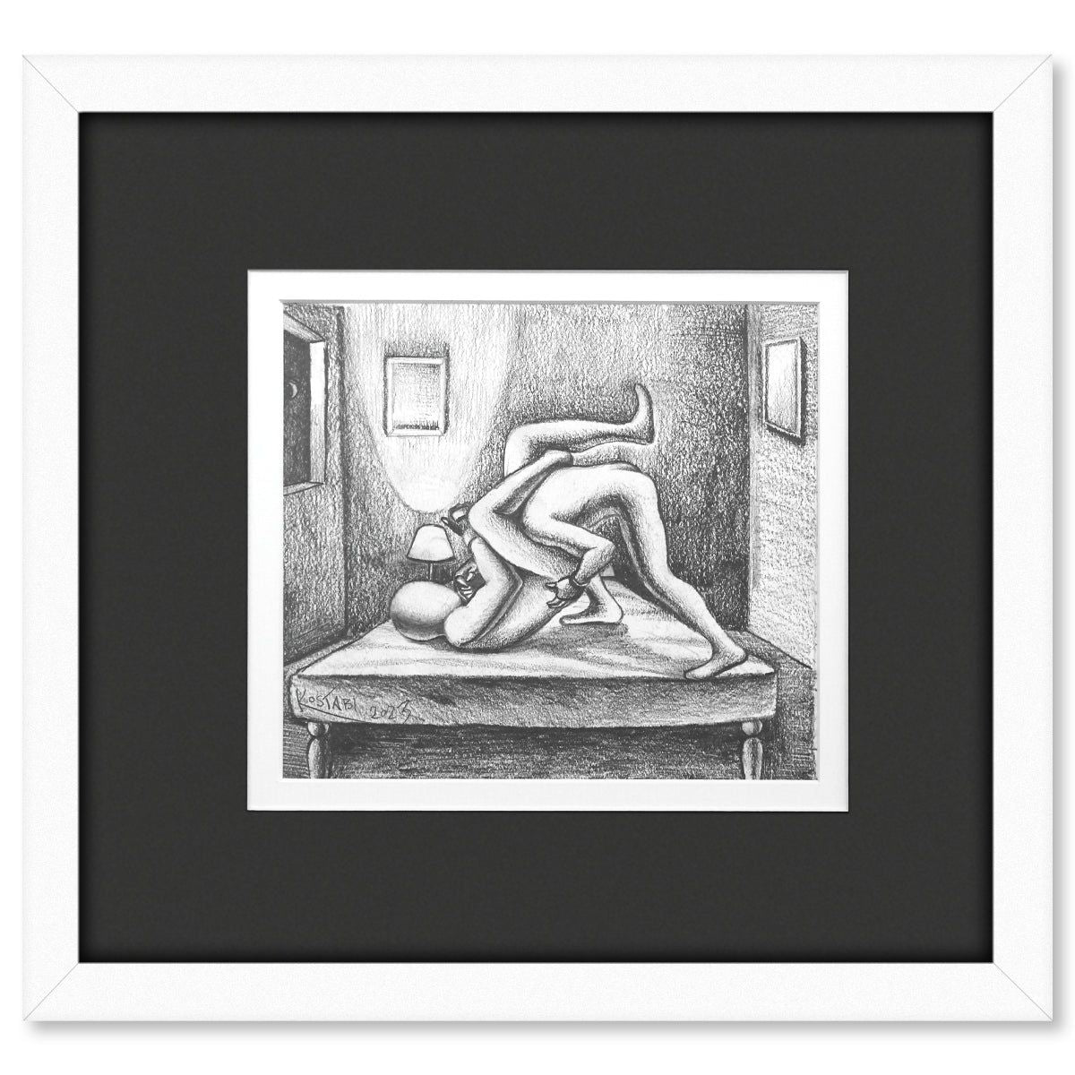 Mark Kostabi- Original Drawing on Paper "Luminous Engagment"