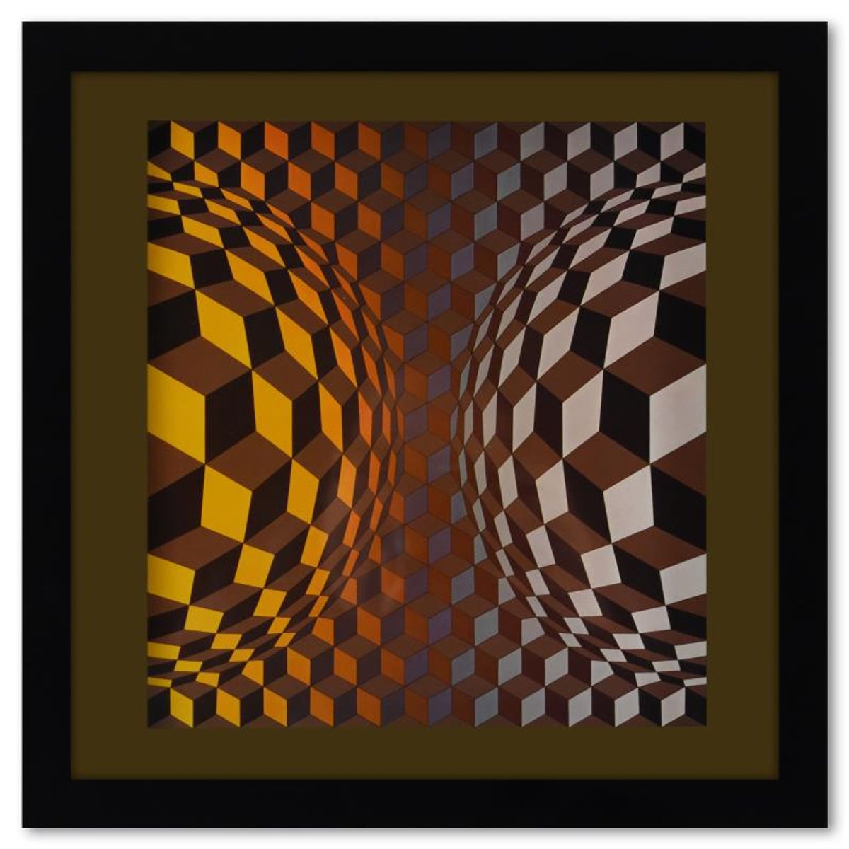Victor Vasarely (1908-1997), "Cheyt - OND de la serie Structures Universelles De L'Hexagone" Framed 1975 Heliogravure Print with Letter of Authenticity