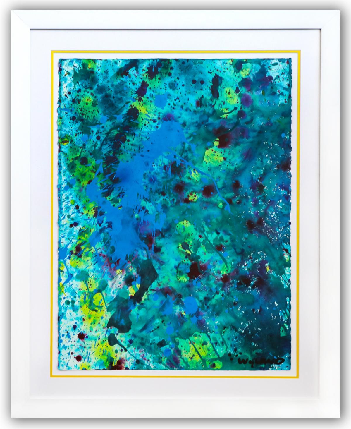 Wyland- Original Watercolor Painting on Deckle Edge Paper "Abstract Drip"