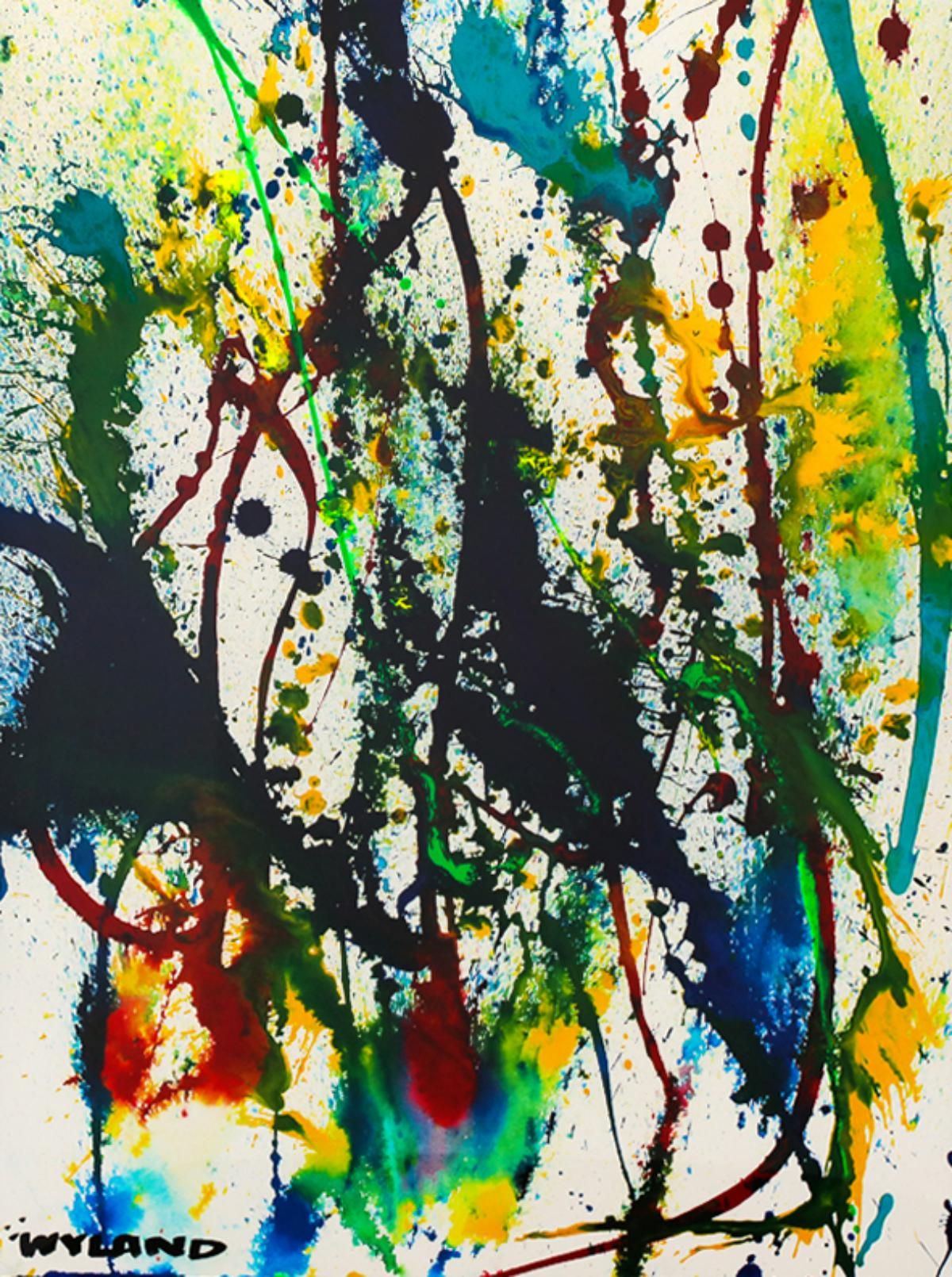 Wyland- Original Watercolor Painting on Deckle Edge Paper "Abstract"
