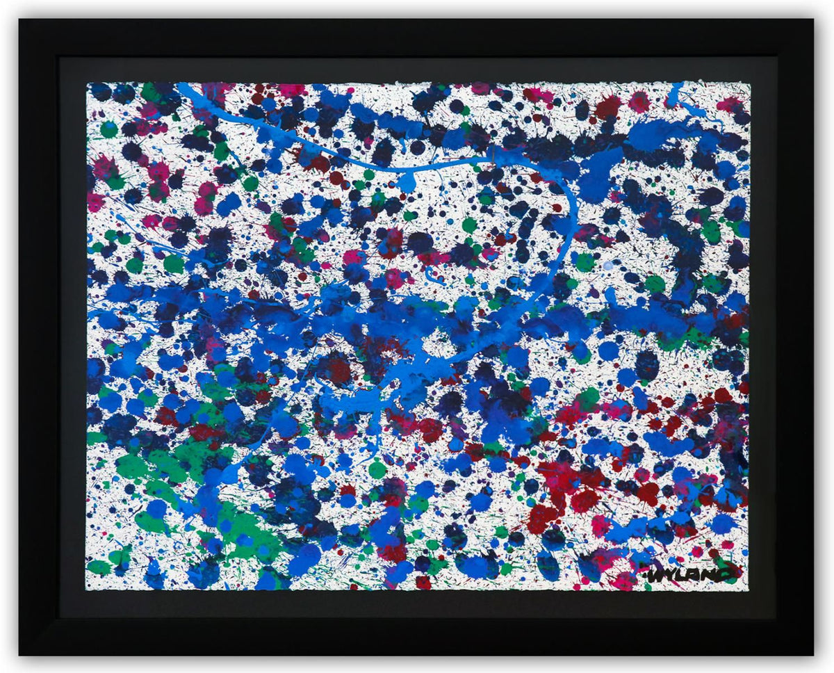 Wyland- Original Watercolor Painting on Deckle Edge Paper "Abstract Drip"