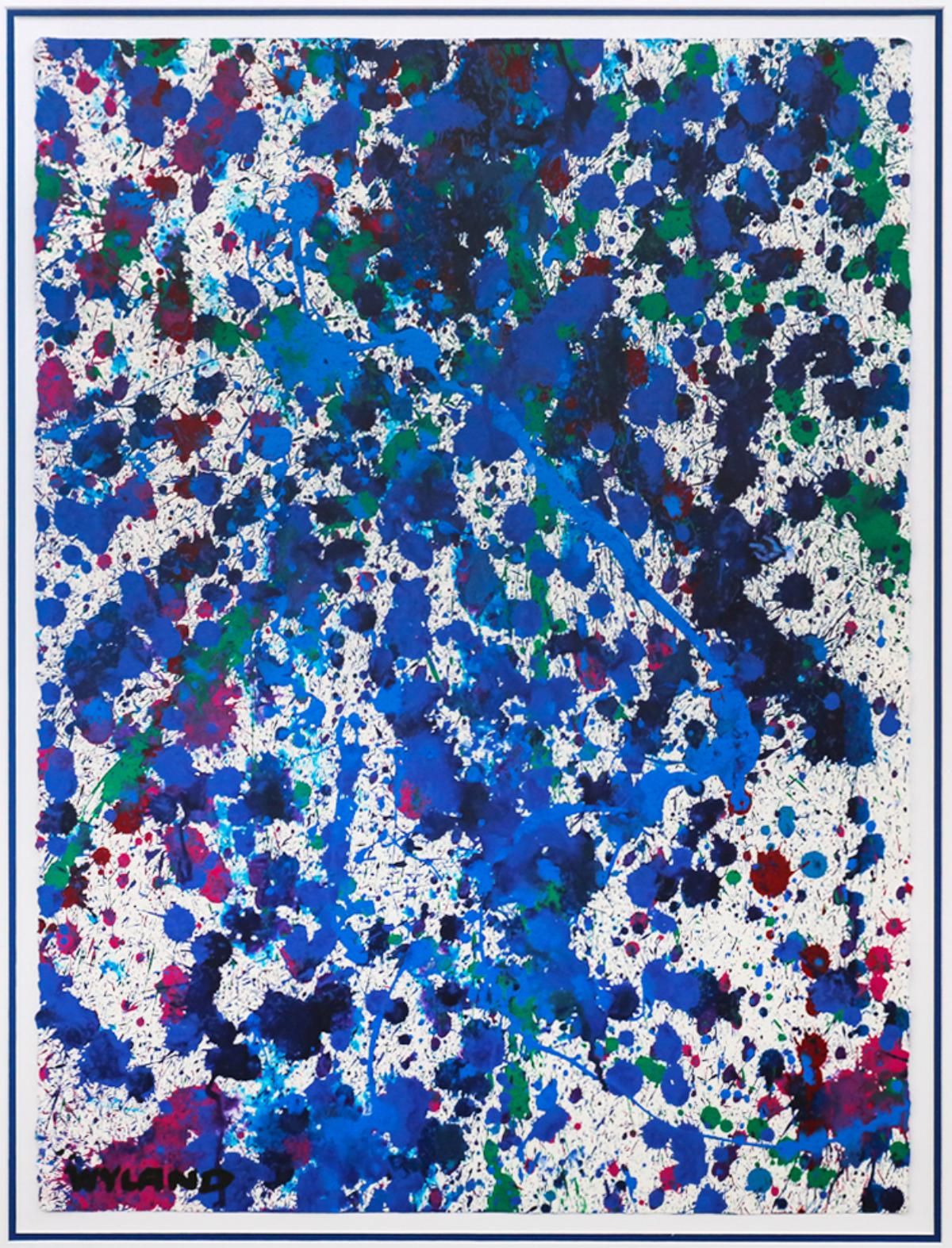 Wyland- Original Watercolor Painting on Deckle Edge Paper "Abstract Drip"