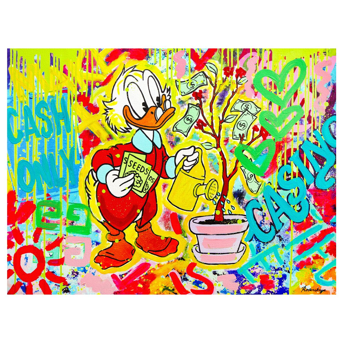 Nastya Rovenskaya- Mixed Media on Canvas "Cartoon Rebels"