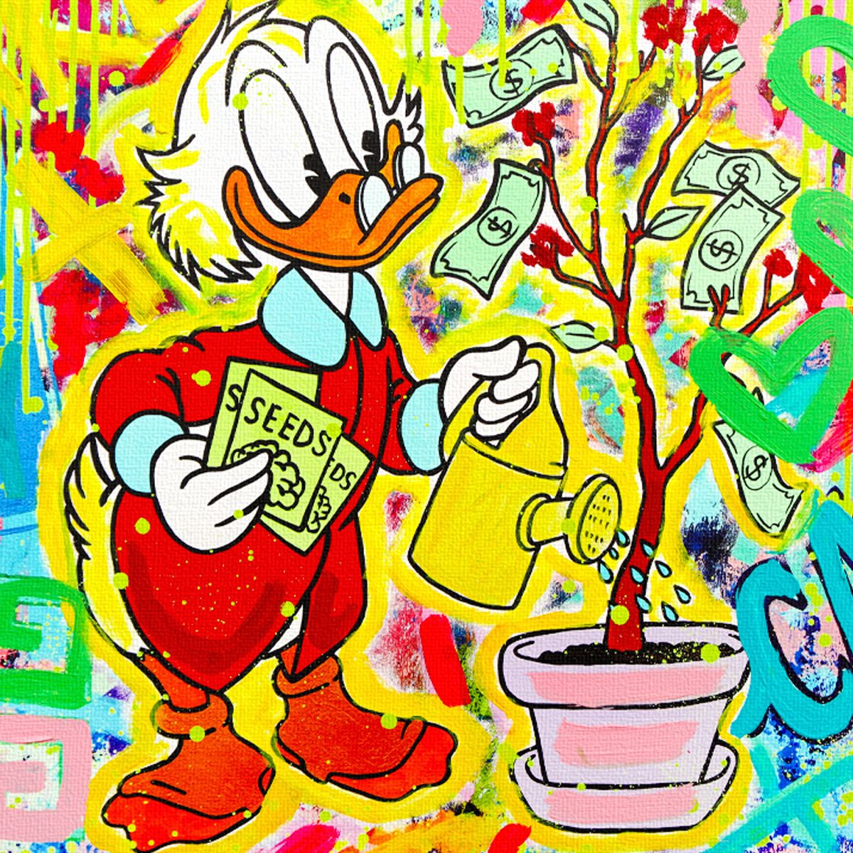 Nastya Rovenskaya- Mixed Media on Canvas "Cartoon Rebels"