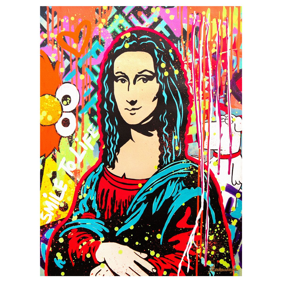 Nastya Rovenskaya- Mixed Media on Canvas "Mona Unmasked"
