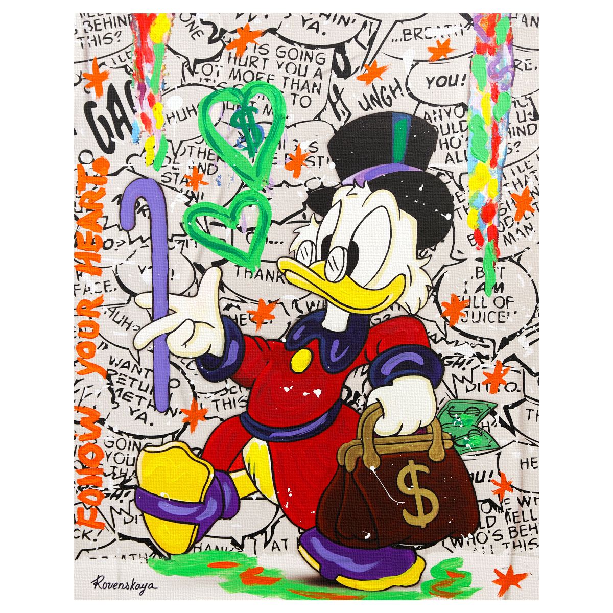 Nastya Rovenskaya- Mixed Media on Canvas "Cartoon Revolution"