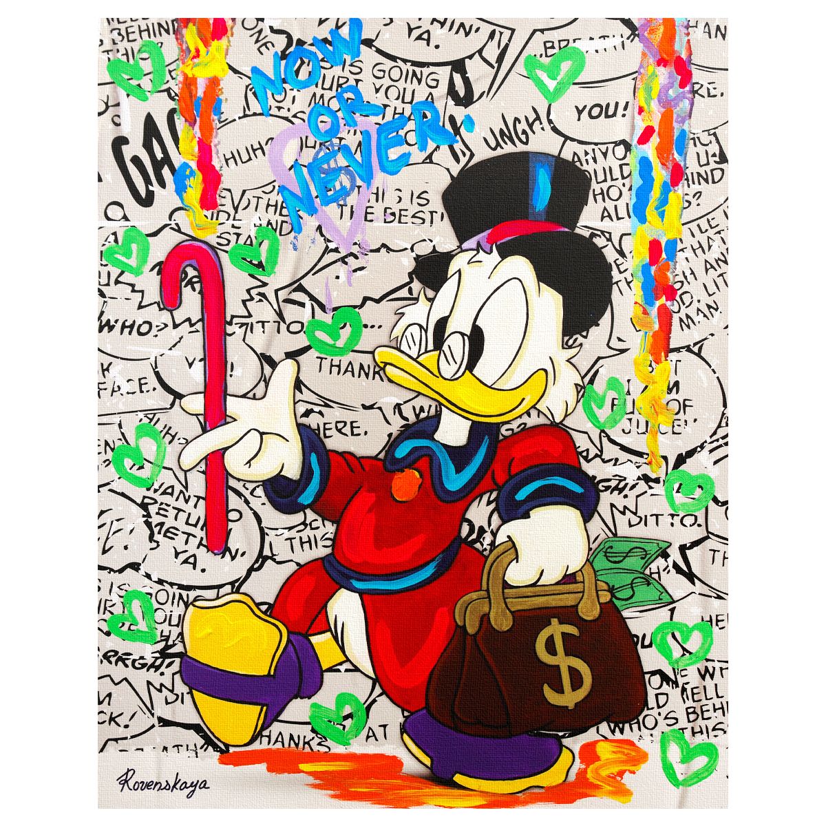 Nastya Rovenskaya- Mixed Media on Canvas "Cartoon Revolution"