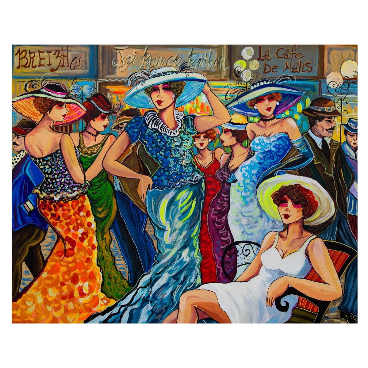 Patricia Govezensky- Original Acrylic on Canvas "Cafe Society"