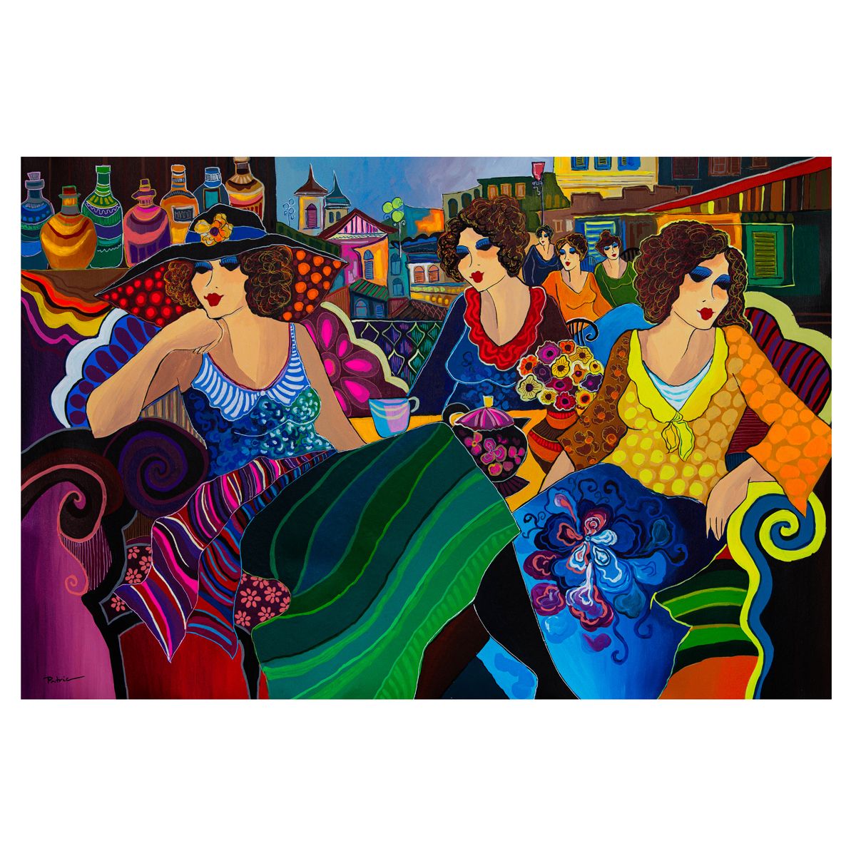 Patricia Govezensky- Original Acrylic on Canvas "Twilight Promenade"