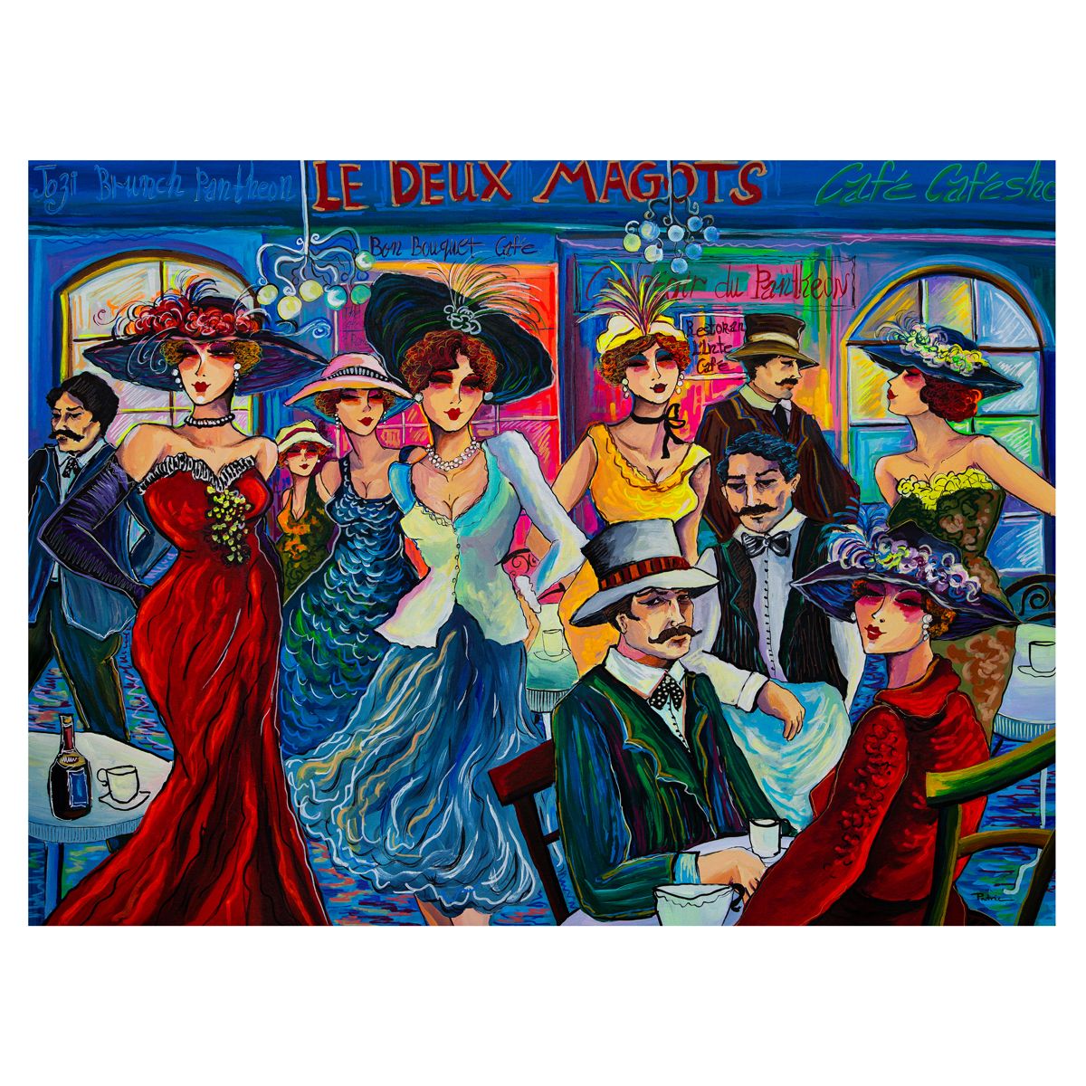Patricia Govezensky- Original Acrylic on Canvas "Le Deux Magots Cafe"