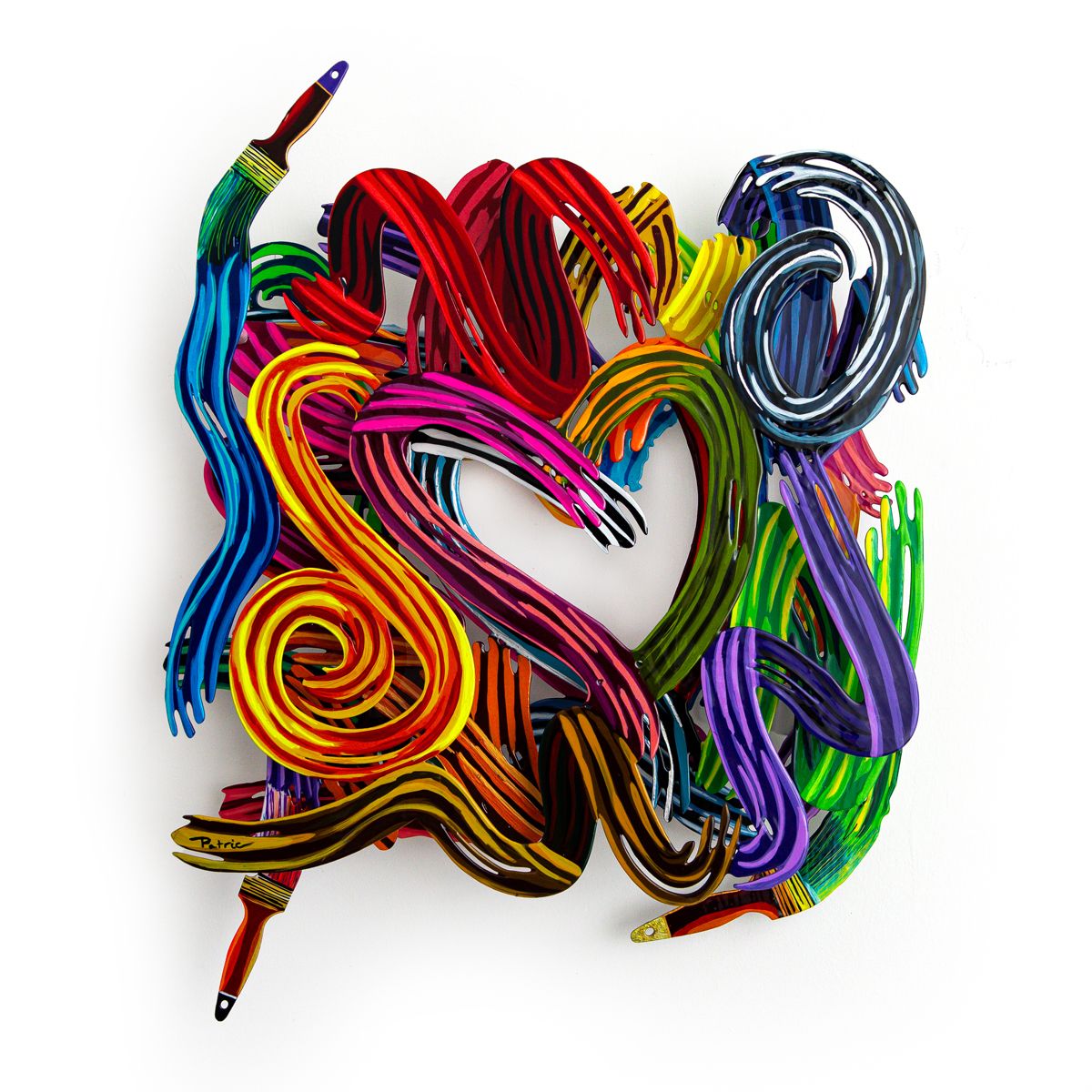 Patricia Govezensky- Original Painting on Cutout Steel "Work of Heart (Mini Series)"