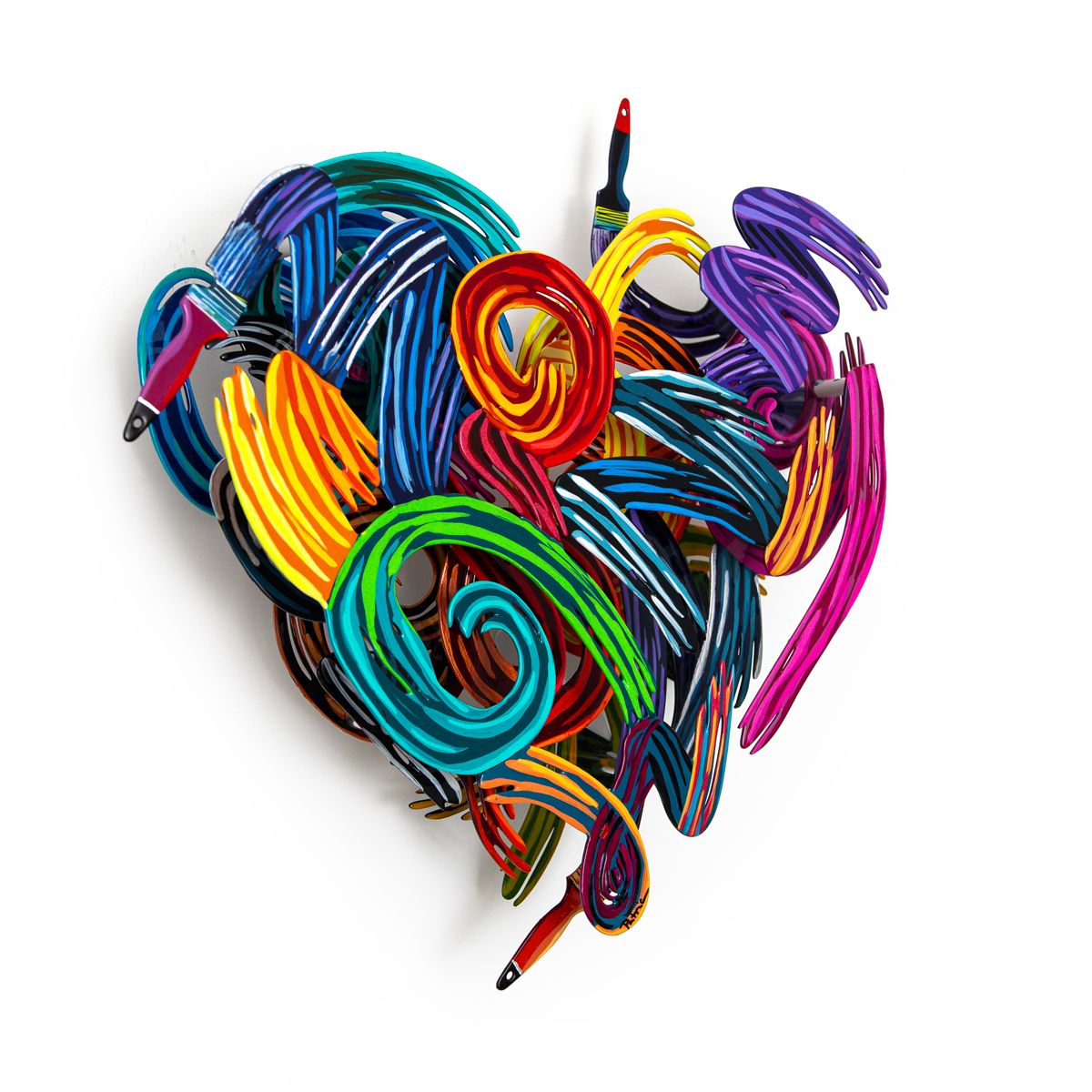 Patricia Govezensky- Original Painting on Cutout Steel "Colors of Love (Mini Series)"