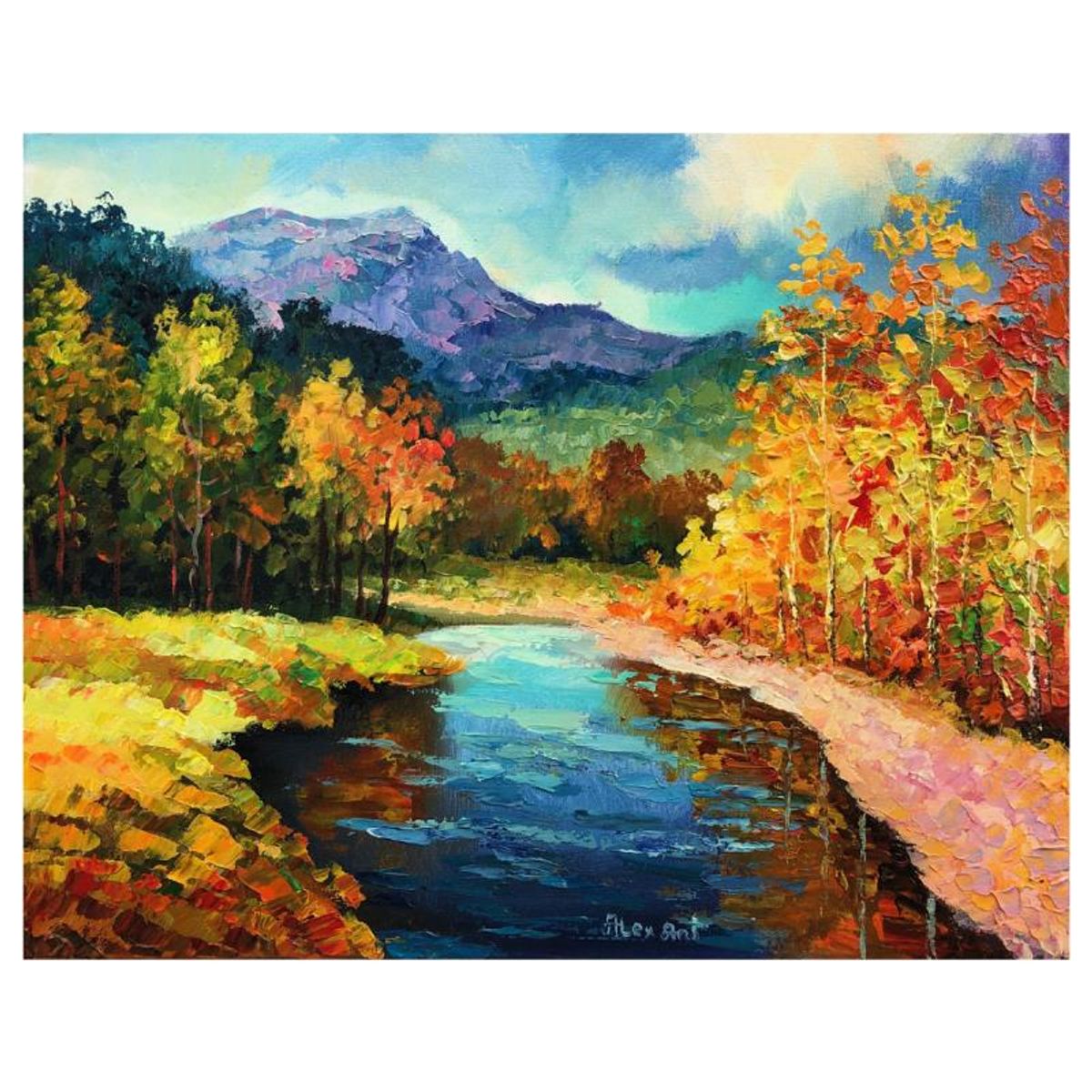 Alexander Antanenka, "Azure Autumn Day" Original Painting on Canvas, Hand Signed with Letter of Authenticity.