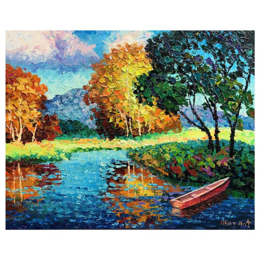 Alexander Antanenka, "Golden Foliage" Original Painting on Canvas, Hand Signed with Letter of Authenticity.