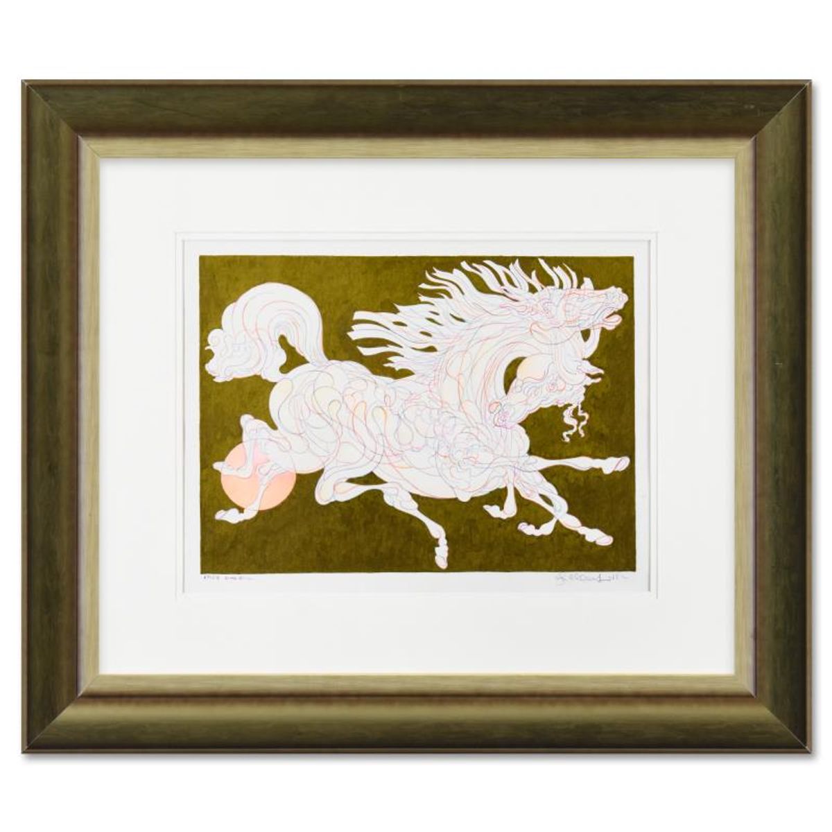 Guillaume Azoulay, "Etude ZIMN" Framed Original Hand Colored Drawing with Hand Laid Gold Leaf, Hand Signed with Letter of Authenticity