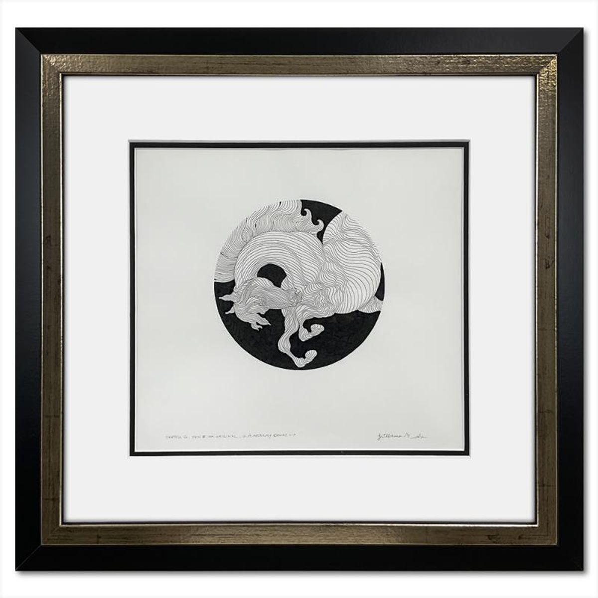 Guillaume Azoulay, "Sketch G" Framed Original Pen and Ink Drawing, Hand Signed with Letter of Authenticity