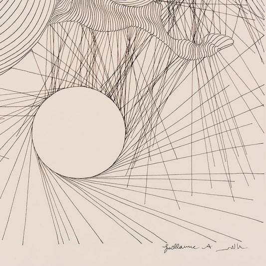 Guillaume Azoulay, "Over the Moon" Framed Original Drawing, Hand Signed with Letter of Authenticity