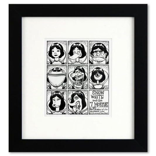 Bizarro, "Snow White and the 7 Morphs" is a Framed Original Pen & Ink Drawing by Dan Piraro, Hand Signed with Letter of Authenticity.