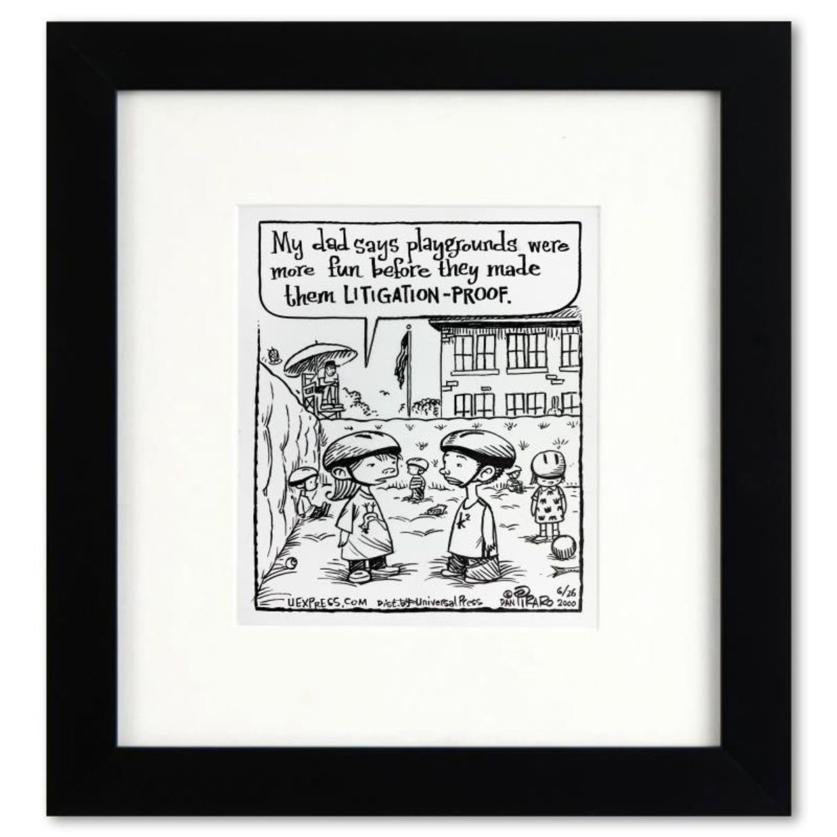 Bizarro, "Litigation-Proof Playground" is a Framed Original Pen & Ink Drawing by Dan Piraro, Hand Signed with Letter of Authenticity.