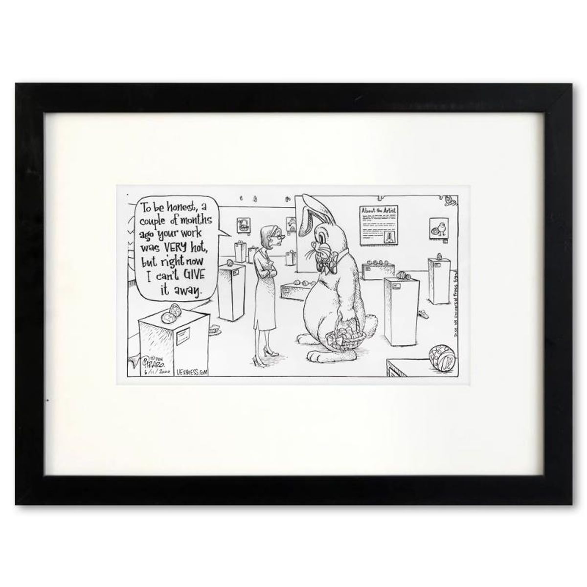 Bizarro, "Easter Bunny Gallery" is a Framed Original Pen & Ink Drawing by Dan Piraro, Hand Signed with Letter of Authenticity.