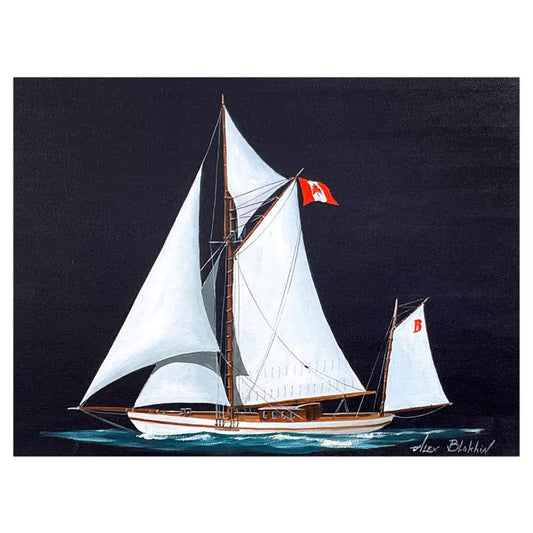 Alex Blokhin, "Canadian Two Masted Yacht" Original Painting on Canvas, Hand Signed with Letter of Authenticity.
