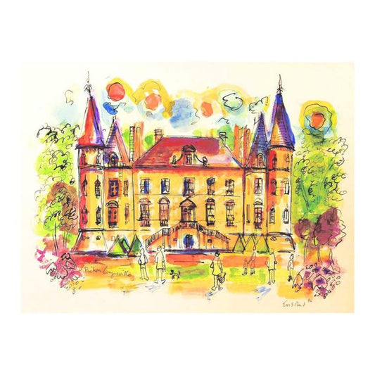 Wayne Ensrud "Chateau Pichon Longueville Comtess de Lalande, 1" Mixed Media Original Artwork; Hand Signed; COA