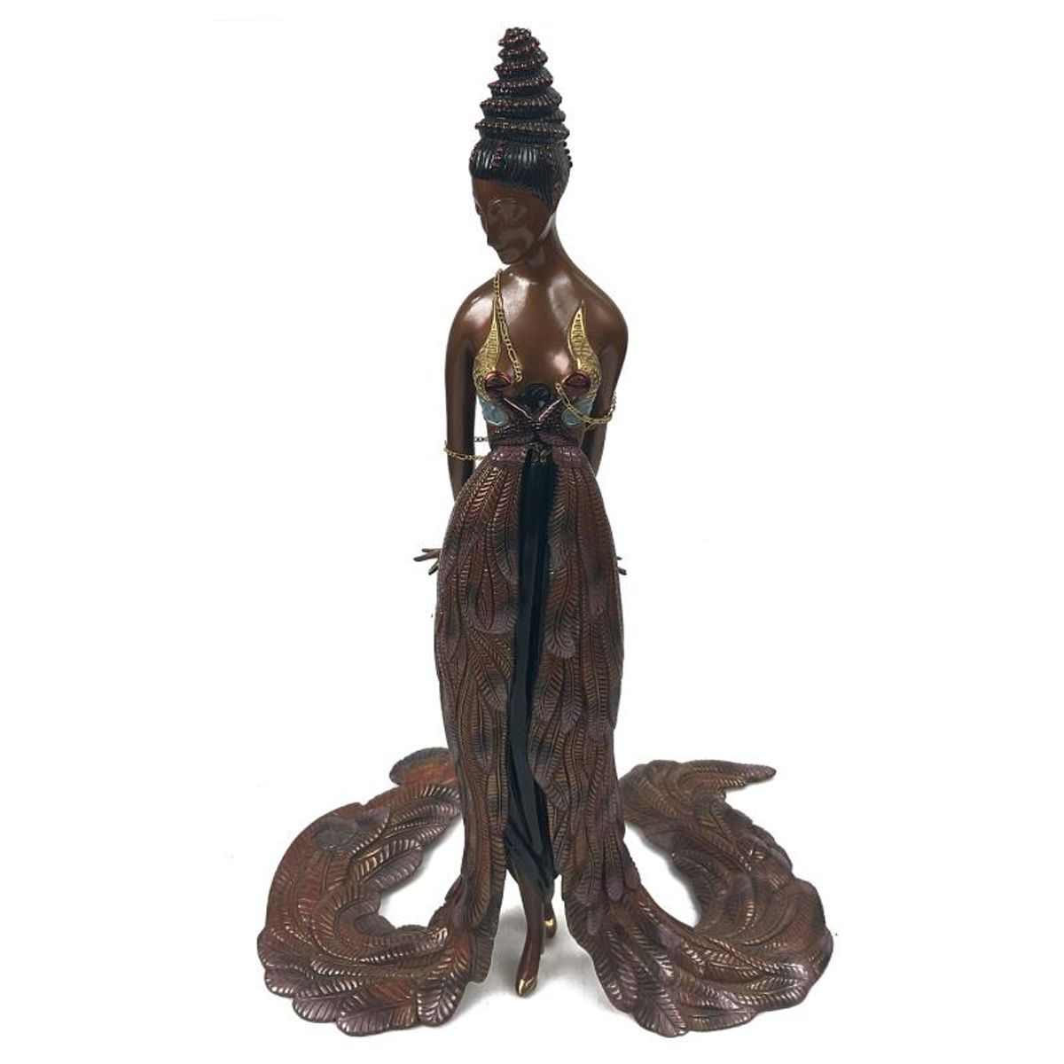 Erte (1892-1990), "Feather Gown" Limited Edition Bronze Sculpture, Numbered 260/375 and Signed with Letter of Authenticity
