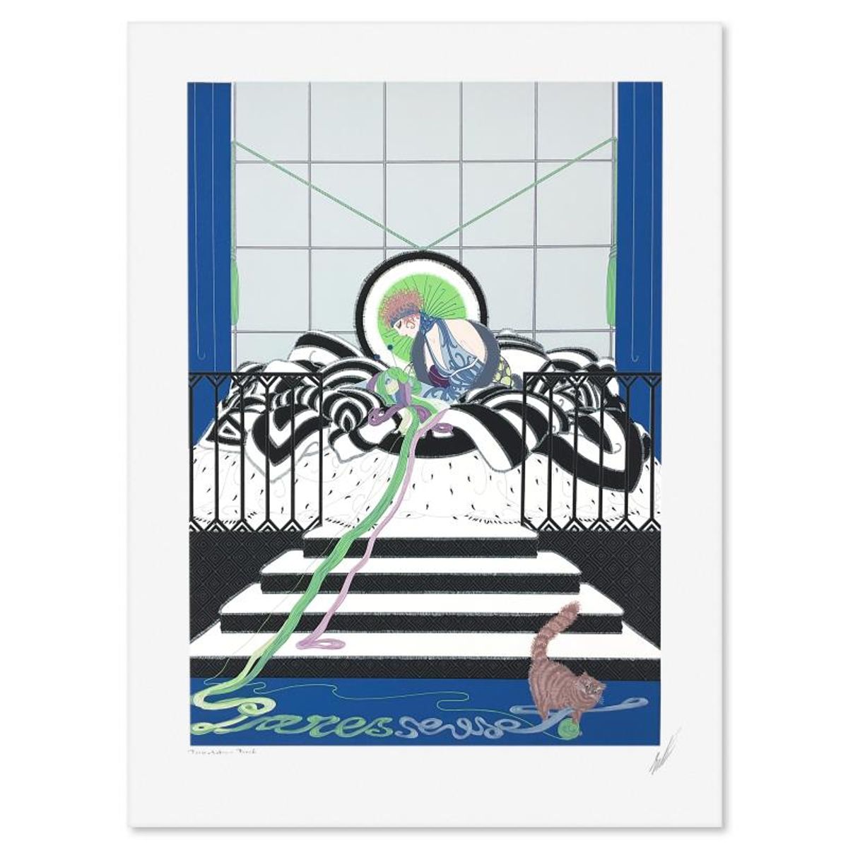 Erte (1892-1990), "Parasseuse" Limited Edition Presentation Proof Serigraph, Hand Signed with Letter of Authenticity.