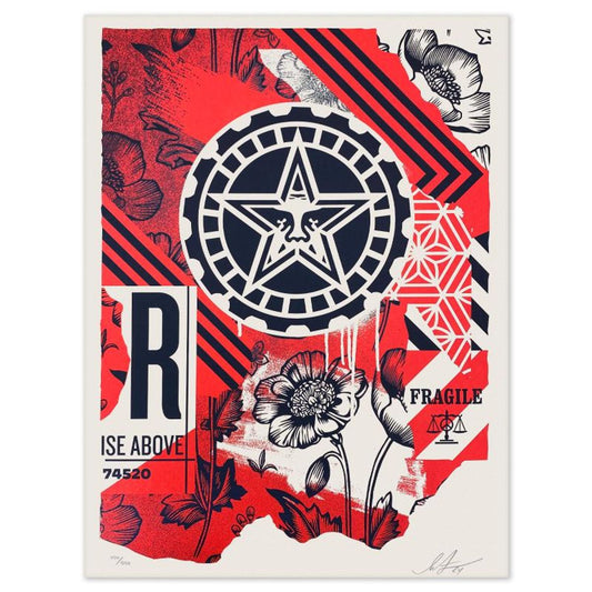 Shepard Fairey, "Gears of Justice" Limited Edition Screen Print, Numbered 490/550 and Hand Signed with Letter of Authenticity.