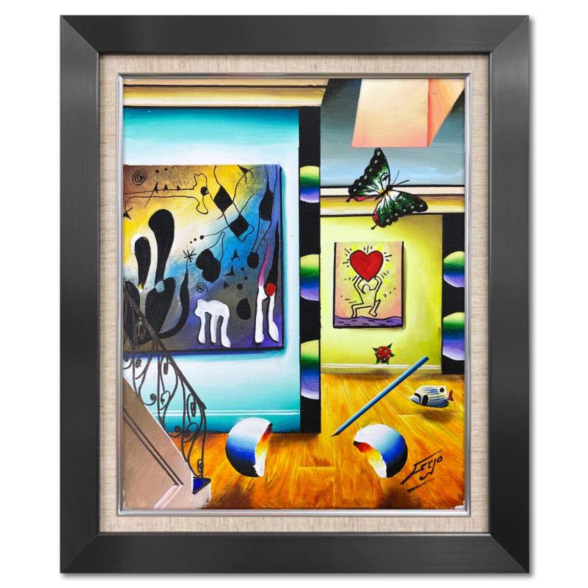 Ferjo, Framed Original Oil Painting on Canvas, Hand Signed with Letter of Authenticity