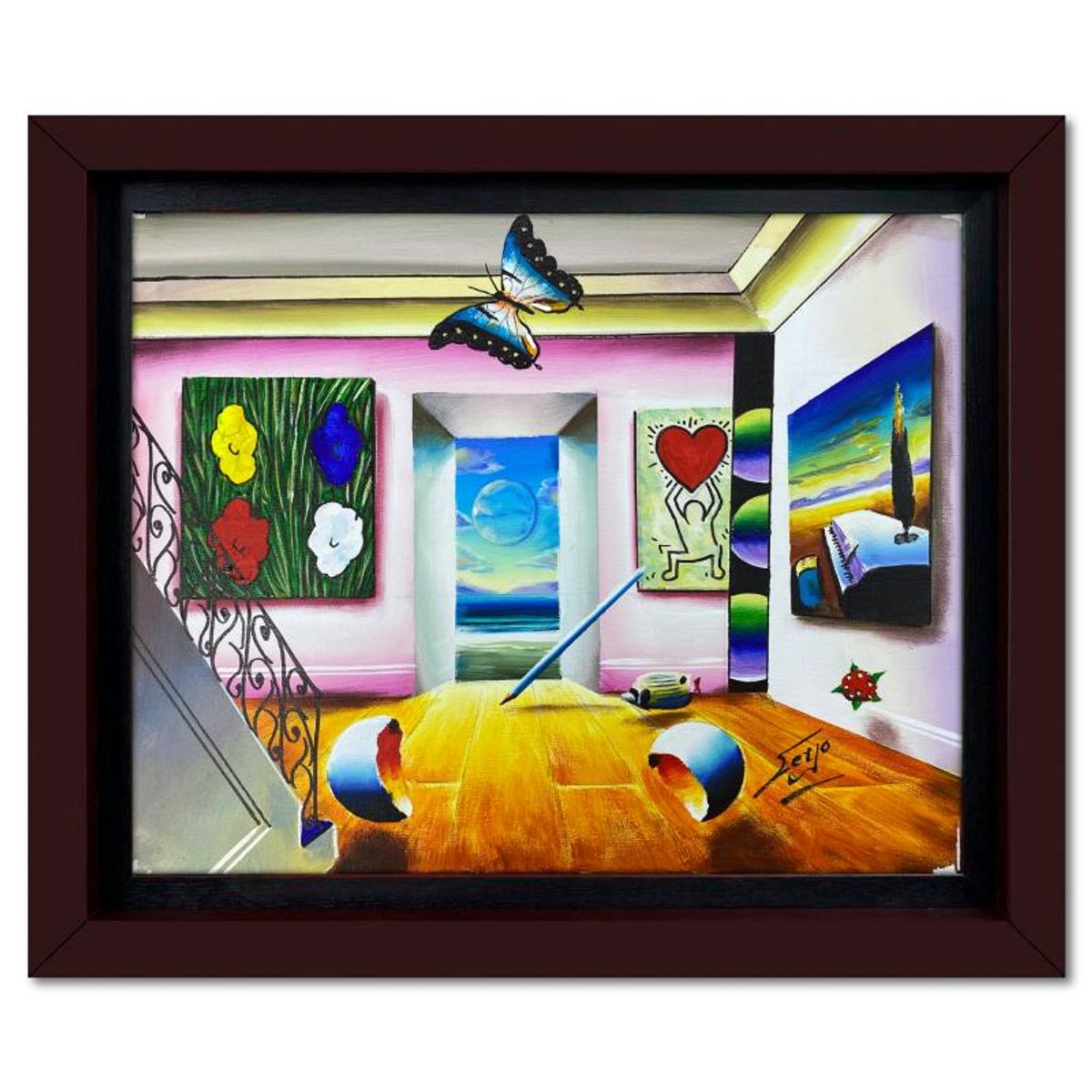 Ferjo, Framed Original Oil Painting on Canvas, Hand Signed with Letter of Authenticity