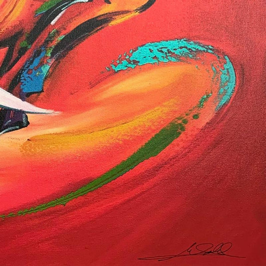 Alfred Gockel, "Coloured Bull" Hand Signed Limited Edition on Canvas with Letter of Authenticity.