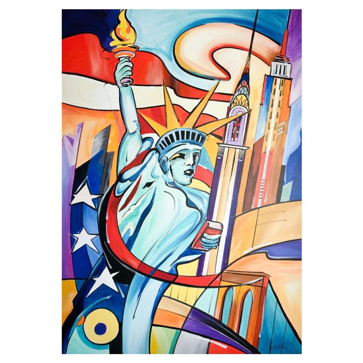 Alfred Gockel, "Flame of NY" Hand Signed Limited Edition on Canvas with Letter of Authenticity.