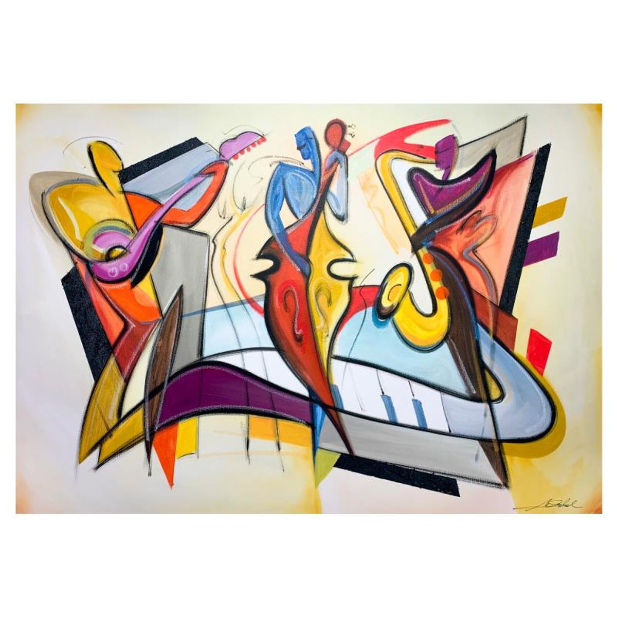 Alfred Gockel, "Rocking Blues" Hand Signed Limited Edition on Canvas with Letter of Authenticity.